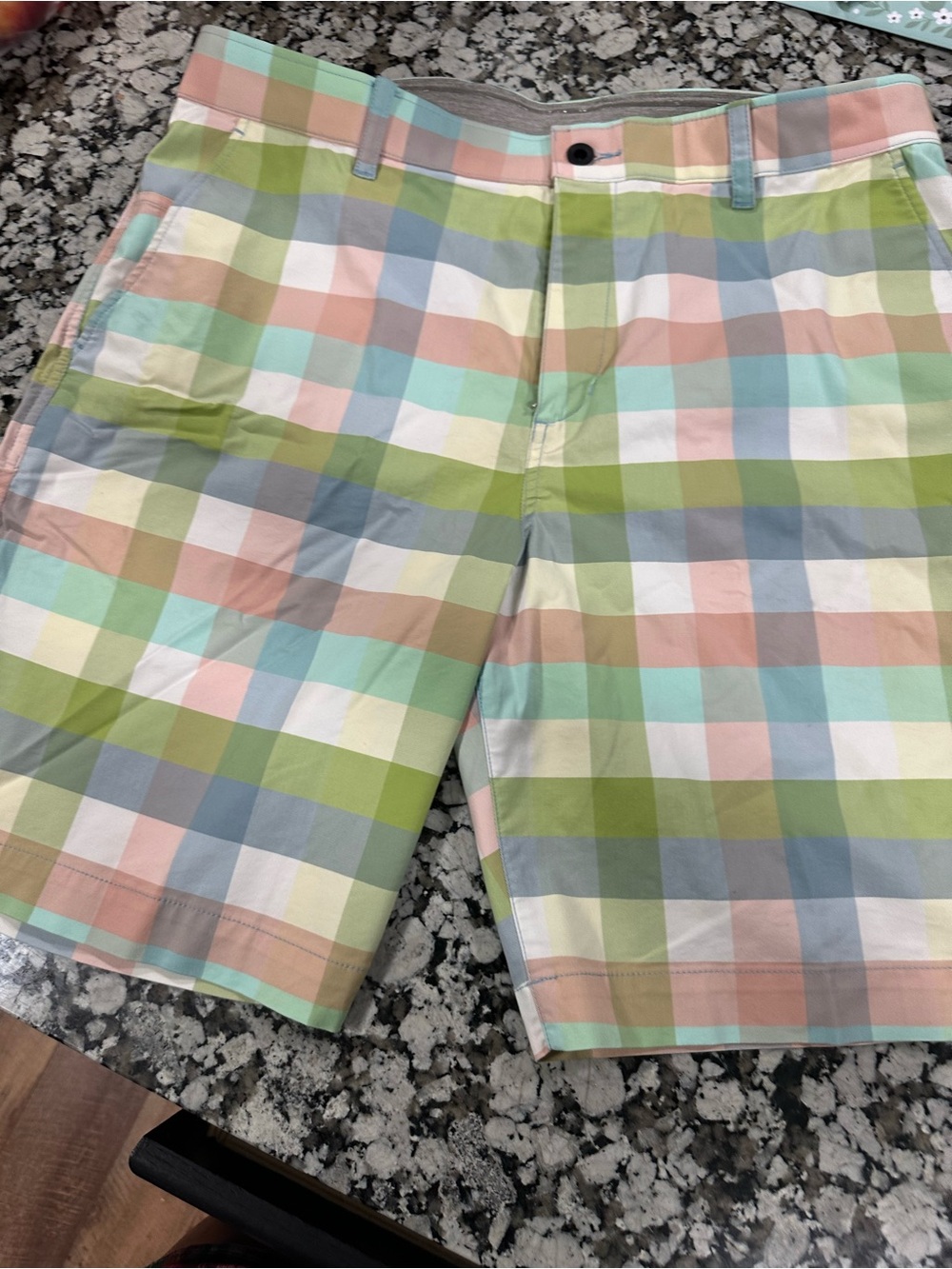 Nike Men’s Pastel Plaid Golf Shorts - Green, Blue, Pink, White size 36